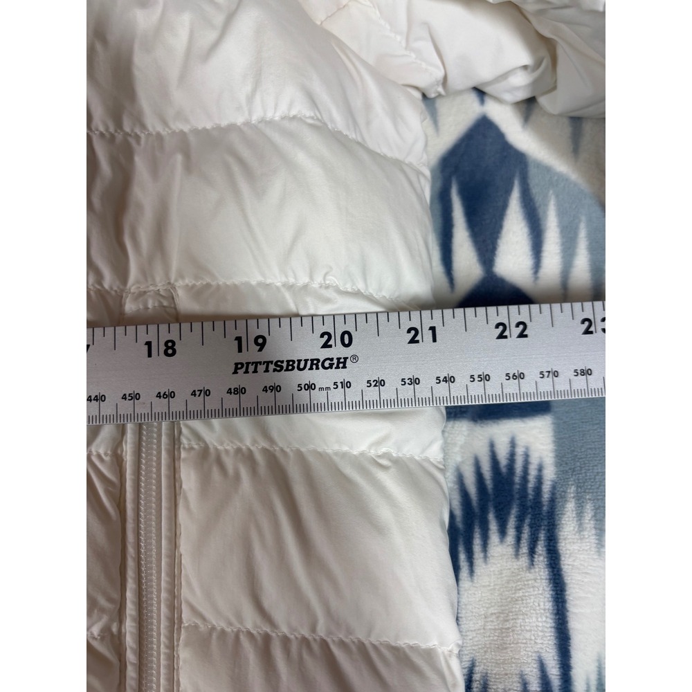 Moncler White Hooded Puffer Jacket Tricolor Trim Womens Size 4 Made in Romania - Picture 11 of 16